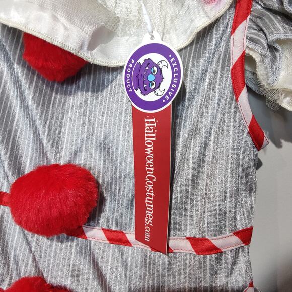 Halloweencostumes Girls Sz M 4+ Pennywise Creepy Clown Costume Carnival Grey Red - Picture 9 of 11